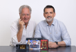 Blaze Entertainment Dominic Wheatley Chairman and Andrew Byatt CEO with Evercade EXP R console retail packaging and cartridge box Andrew Byatt and Dominic Wheatley on Evercade’s success and their retail plans for Blaze’s expanding line of retro consoles